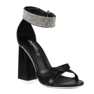 Cancun-02 Chunky Heel Women's Rhinestone Sandals